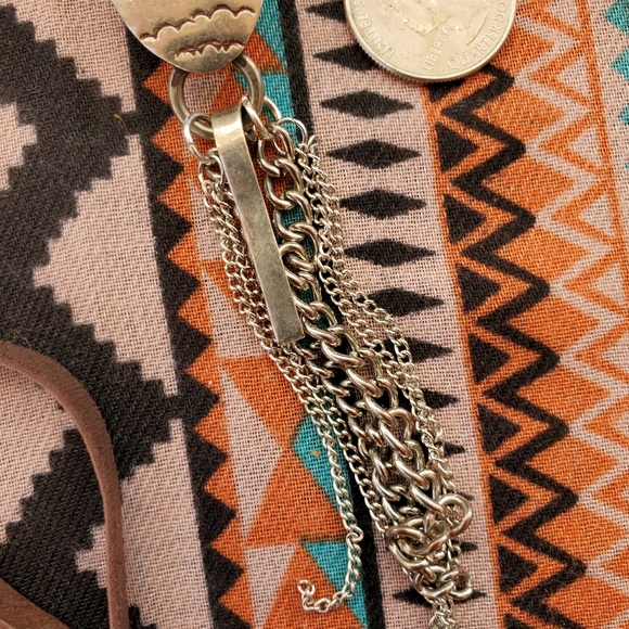 Adjustable Sterling Turquoise Concho Necklace - Picture 6 of 9